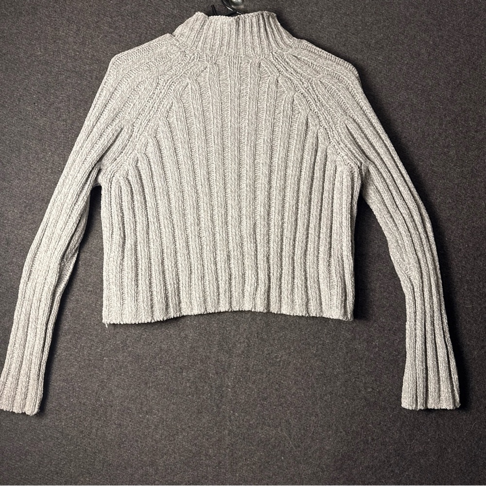American Eagle women’s XS long sleeve sweater crop high neck grey Y2K Preppy - Picture 8 of 9